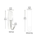 Clear Wire Wall Hooks With Removable Adhesive Strips No Damage Hacks For Ultimate Organization close-up showing dimensions and design.