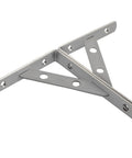 Badass Rock Solid Stainless Steel Shelf Brackets Heavy Duty Corner Braces For Floating Shelves Wall Mounted Garage Or Home Quick Install Smooth Brushed Finish Takes All The Weight Up To 440 Lbs Pair - close-up view showing brushed finish design.