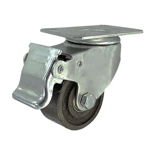 Heavy Duty Cast Iron Caster Wheels For Furniture And Home Workshop, Super Rugged Plate Swivel Casters With Parking Brake, 2 inch size