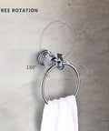 Crystal Chrome Bathroom Accessory Set For Your Modern Pad Towel Ring with rotation feature and polished silver finish
