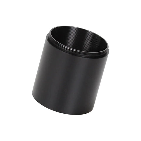 Aluminum M48x0.75mm Thread Extension Tube For Astrophotography And Terrestrial Viewing, black aluminum tube angled view
