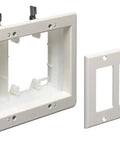 Recessed TV Box Outlet Wall Plate Kit, 3-Gang, White, 1 Pack For Clean Wall Install with separate mounting components