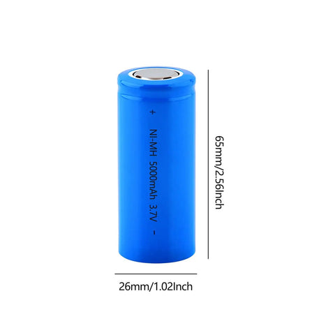 3.7V 5000mAh Rechargeable Li-ion Battery 26x65mm Flat Top For Headlamps LED Flashlights Mini Fans RC Cars And More Juiced Up Power