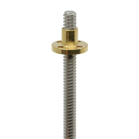 Two Pack T8 TR8x2 lead screws 8mm dia 400mm long with brass nut Acme thread 2mm pitch for Z axis on LCD DLP SLA 3D printer