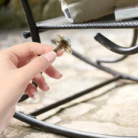 Hand installing Rocking Chair Bearings Replacement Kit Four High Precision Metal Bearings For Rocking Chair Repair And Assembly with Durable Iron Plated Connectors