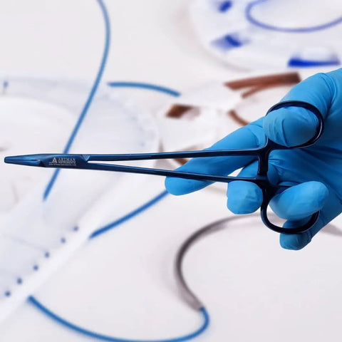 Mayo Hegar Needle Holder 7 Inch Surgical Needle Driver Clamp Forceps With Blue Plasma Coating And Tungsten Carbide Inserts