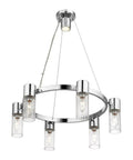 Midtown 6 Light Chandelier In Brushed Nickel Finish With Dope Modern Contemporary Design For Living Room Or Dining Room, 6 Illuminating Heads, Steel Construction, Dimmable Compatible, Sleek Ceiling Fixture For Modern Ambiance