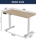 Electric Standing Desk with Solid Steel Frame And Smooth Height Adjustment For Home Office Gaming Setup That Rocks A Sleak Oak Finish To Keep Your Workspace Epic And Stable As Heck. Size dimensions 48x24 inches.