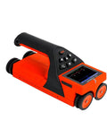 Heavy Duty Wall Scanner And Stud Finder That Cuts Through Drywall Like Butter With Solid Depth Display And Deadly Accurate Rebar Detection Plus Electrical Cable Locator showing an orange scanner with control panel.