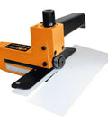 Laminate and Veneer Cutter for Precise Edge Trims with Beefy Dual Steel Blades on Roller Bearings in use on panel