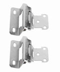 Two Pack Self Closing Cabinet Hinges Steel Semi Wrap Overlay For Kitchen Bathroom RV Boat Campervan One Half Inch Easy Install Rust Resistant