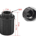Rugged Steel Freewheel Hub Body For 8 9 10 11 Speed Cassettes Fits Novatec Hubs Rear Bike Replacement Part with measurements shown.