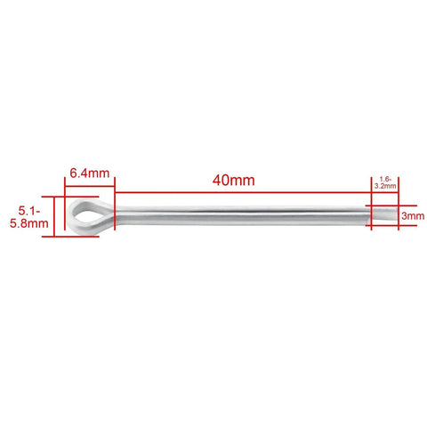 Heavy Duty Stainless Steel Cotter Pin Kit Assortment 280 560 840 Pieces with dimensions and detail view
