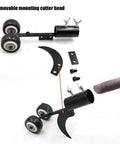 Adjustable Stand Up Weed Puller With Wheels For Garden Patio Backyard Lawn Sidewalk And Driveways Back Saving Easy Pull Weeding Tool For Standing Weeds And Quick Yard Cleanup showing wheels and mounting cutter head parts