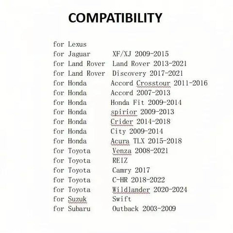 Product compatibility list for Heavy Duty A C Expansion Valve For Auto Air Conditioning Systems including Lexus, Jaguar, Honda, Toyota, Suzuki.