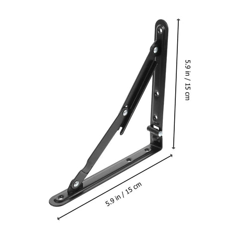 Heavy Duty Folding Wall Shelf Brackets Two Pack Black Iron Ultra Sturdy Support for Home and Office Space Saving Shelving DIY Friendly