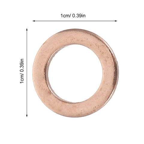 Single washer from 40 Pcs Copper Crush Sealing Washers Kit 0.4 Inch Flat Copper Gaskets For Automotive Hydraulic Systems And Brake Lines