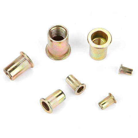 Heavy Duty Carbon Steel Rivet Nut Insert Kit With M3 To M10 Sizes And Open End Tool For Steel Plastic Fiberglass Flat Head Threaded Fasteners You Need, assorted inserts