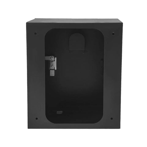 Hella Tough Wall Mounted EV Charger Outdoor Enclosure Rugged Weatherproof Protection Shell with black steel interior.
