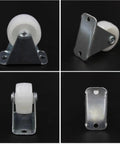 White Plate Caster Wheels PP Nylon 12 Pcs Inch for Furniture, displayed from various angles, showing smooth white wheels.
