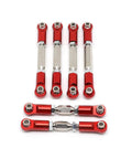 Arrma 3S Camber And Steering Link Upgrade Kit, 6 Pieces Adjustable Turnbuckles For Vorteks Senton Granite Big Rock Typhon, Red Hard Anodized Rod Ends, CNC Machined 6061 T6 Aluminum Replacement Parts AR330446 displayed on white background