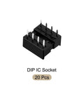 2.54mm Pitch DIP IC Socket Adapter For PCB Boards 8 Pin Reusable Socket 20 Pieces