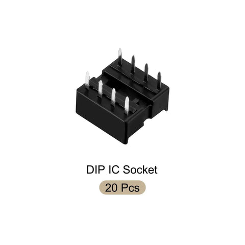 2.54mm Pitch DIP IC Socket Adapter For PCB Boards 8 Pin Reusable Socket 20 Pieces
