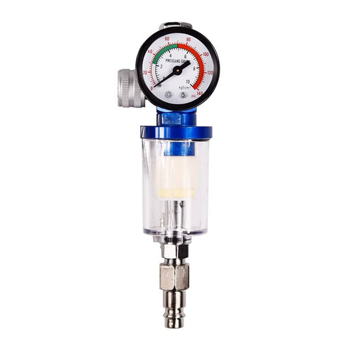 Quarter Inch Air Compressor Oil Water Separator For Spray Gun And Inline Filter With Regulator Gauge, 0-140 PSI