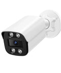 Kickass Outdoor POE IP Security Camera With 8MP 4K Resolution And Smooth H265 Encoding For Crisp Night Vision Plus AI Humanoid Detection And Vandal Proof Metal Build For Zero Hassle Surveillance, side view with three lenses.