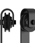 Sliding Barn Door Hardware Roller Set Black With J Shape Hangers Carbon Steel Powder Coated For Heavy Duty Use 265 Lb Capacity