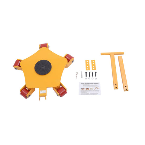 Heavy Duty Machine Mover Dolly transporting 8800 pounds with five smooth casters and accessories for easy factory moves.