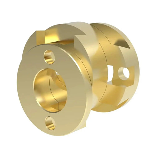 Upgrade Your 3D Printer Setup With Premium Brass Oldham Couplings For Z Axis T8 Lead Screw Round Shaft Flexible Hot Bed VzBot CNC Projects Reduce Friction And Boost Printing Precision Now brass Oldham coupling close-up
