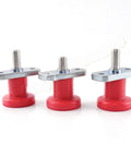 Dead Nut Tight Horizontal Flange Indexing Pin M6 M8 Spring Plunger in red, carbon steel, for CNC jigs and fixtures.