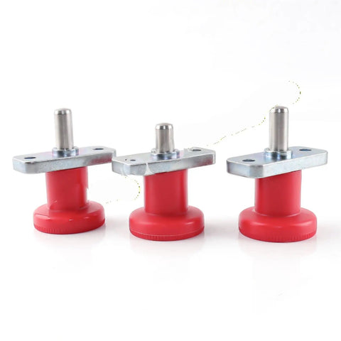 Dead Nut Tight Horizontal Flange Indexing Pin M6 M8 Spring Plunger in red, carbon steel, for CNC jigs and fixtures.