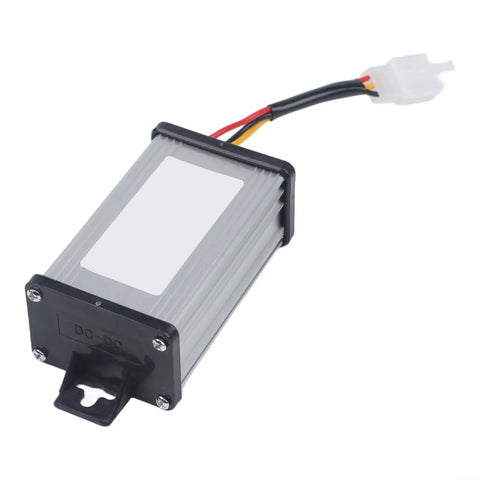 Heavy Duty DC Voltage Step Down Converter Swaps 36V Or 72V Straight To 12V with compact design and multiple wires.
