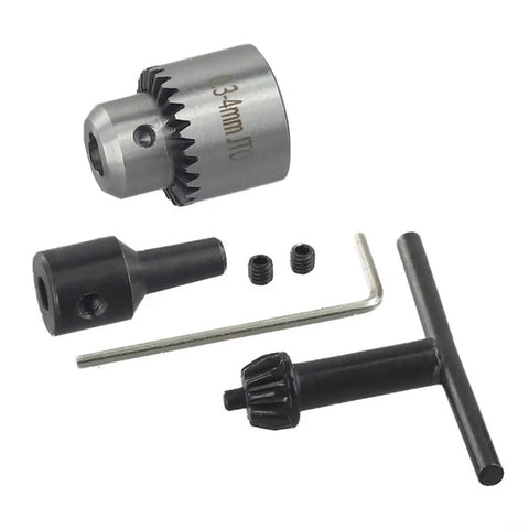 Mini Drill Chuck Set With Brass Shaft Coupling And Sleeve Adapters, includes chuck key and allen wrench, for 2.3mm and 3.17mm motor shafts