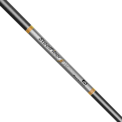 Set Of Five Regular Flex Graphite Golf Iron Shafts Packed With Flight Control Tech For Big Time Launch Heights And A Legit Smooth Ride Elevate Your Current Club Collection Fast. Close-up of graphite shaft with branding details.