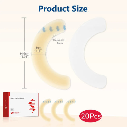 Ostomy Barrier Strips 20 Pack 2mm Thick Elastic Colostomy Tape To Stop Leaks Latex Free Hydrocolloid Skin Flange Extenders