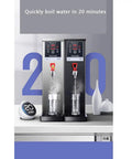 Heavy Hitting Commercial Step Water Heater With Triple Layer Insulation Offers Rock Solid Heat Lock And Instant Continuous Flow Hot Water on countertop with water flowing.