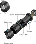 Ultra Bright Mini LED Flashlight Pen Style 5 Pack, Pocket Sized Adjustable Focus Zoomable Handheld Flashlights diagram