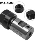 Heavy Duty ER Collet Chuck Motor Shaft Extension Rod With Balanced Steel Construction For Stable Deep Hole CNC Milling And Precise Tool Holder Fitment On Versatile Workpieces Using E Series Collets, close-up view of the ER11A-5MM collet.