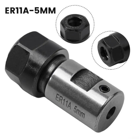Heavy Duty ER Collet Chuck Motor Shaft Extension Rod With Balanced Steel Construction For Stable Deep Hole CNC Milling And Precise Tool Holder Fitment On Versatile Workpieces Using E Series Collets, close-up view of the ER11A-5MM collet.
