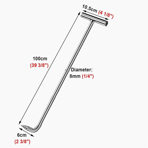 No Sweat Heavy Duty Manhole Cover Hook And Stainless Steel Lifter, 100cm long, 8mm diameter, ideal for quick jobs.