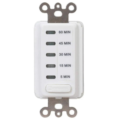 No Fuss In Wall Countdown Timer With 5 15 30 45 60 Minute Modes Electronic Auto Off Silent Operation White Finish CFL Compatible