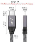 USB C To USB C Cable Long Range High Speed 8K30Hz 4K60Hz Display Cable With 20Gbps Data Transfer And 100W PD Fast Charging For Portable Monitors USB 3 Gen 2x2 Compatible With iPhone 17 MacBook iPad CarPlay And SSD, 1m cable ends