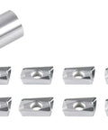 Accusize APKT160408-LH carbide inserts for aluminum machining, 10 pcs, shown with metal storage tube.