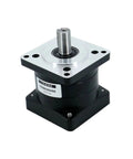 Heavy Duty PX86 Planetary Gearbox Speed Reducer Featuring 14mm Shafts Tough Carbon Steel Build For 86Mm Stepper Motors Serving Up Sick Torque With 3.25 Through 6.1 Ratios Hella Smooth And Super Tight - angled view showing gear shaft and plate.