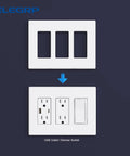 3-Gang Screwless Sleek Decorative Wall Plate Mid-Size Unbreakable Thermoplastic Faceplate Cover For Decorator Receptacle Outlet Switch UL Listed Matte White 10 Pack