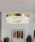 Gold Crystal Ring Chandelier LED Pendant Light For Dining Room Living Room Bedroom And Bathroom Modern Glam Ceiling Fixture