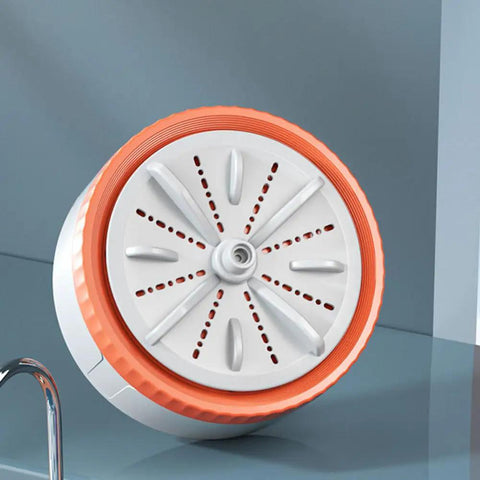 Portable Mini Washer With Usb Rechargeable Turbo Dual Wave System For Fast Laundry Cleansing No Sweat Cordless Design close-up of dual turbine agitator.